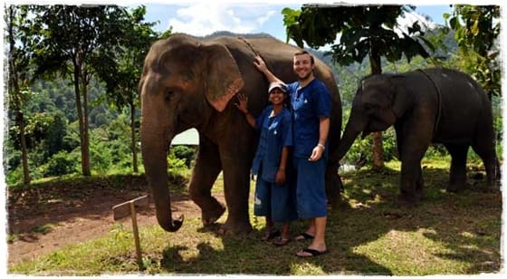 Manali and Terry with Baan Chang Elephants