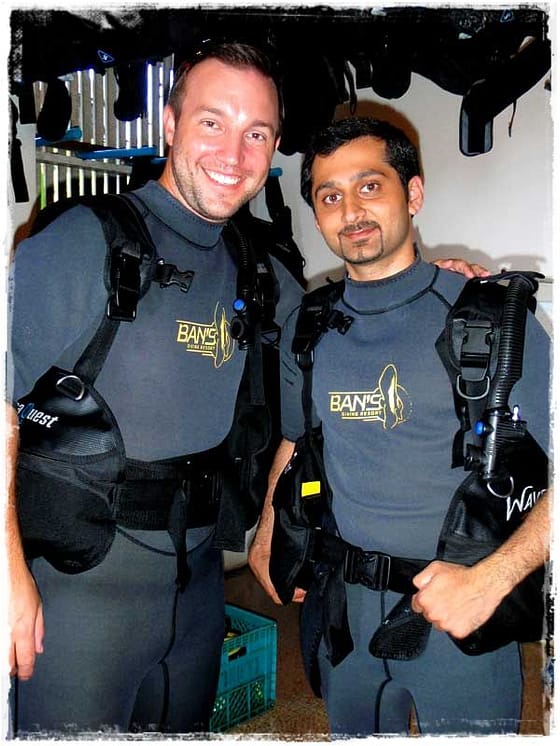 Terry and Kunal in Dive Gear