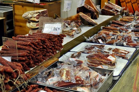 Hearty selection of meats in the deli section. 